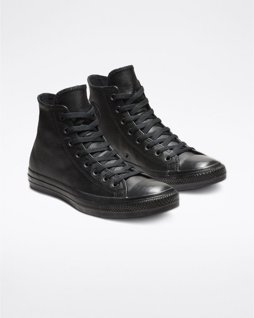 Women's Converse Chuck Taylor All Star Leather High Top Shoes Black | AU 6C413Z